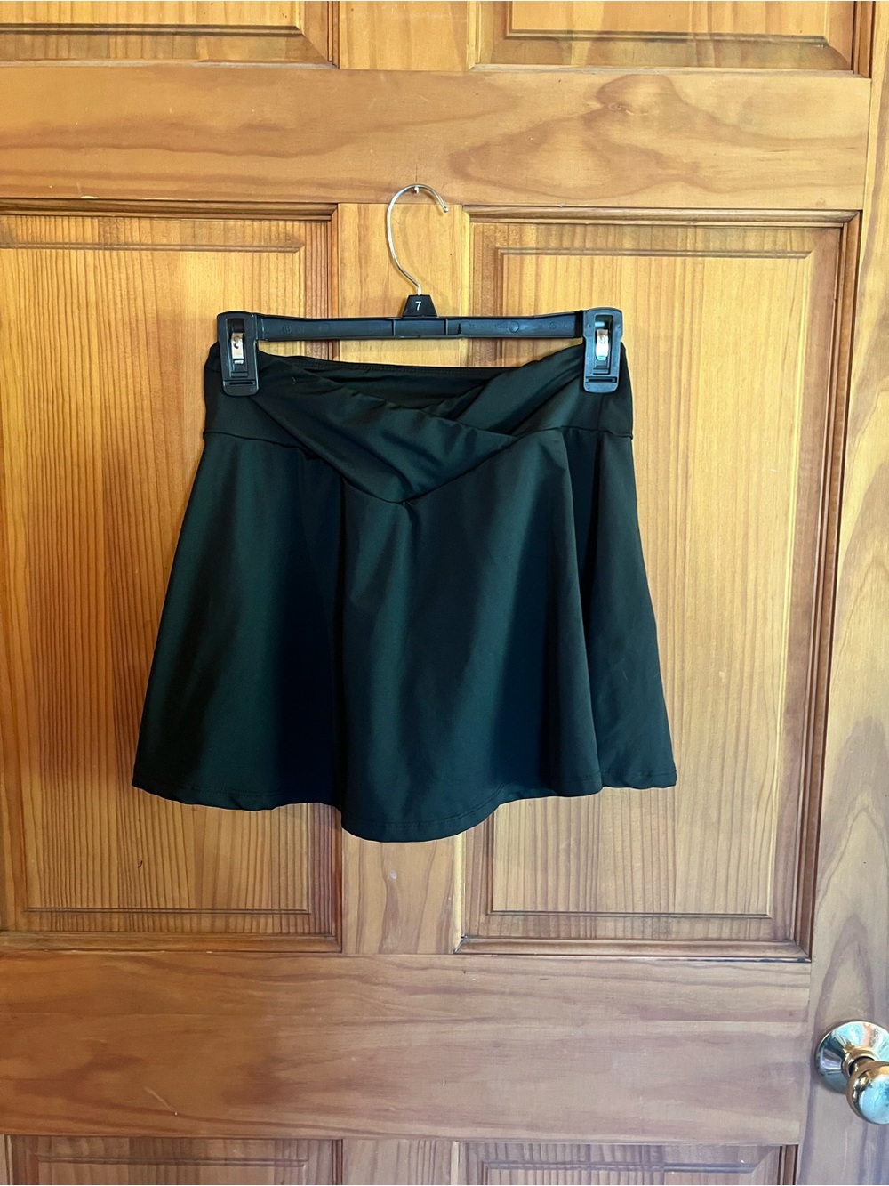 SHEIN Black Circle Skirt with Cross-Front Waist Detail